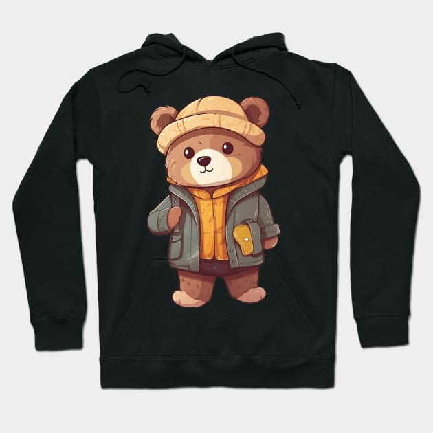 A cute teddy bear wearing street fashion Hoodie by AestheticsArt81